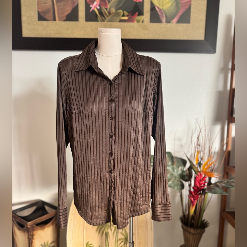 Dialogue The New Language of Style Women's Business Top Blouse Striped Small